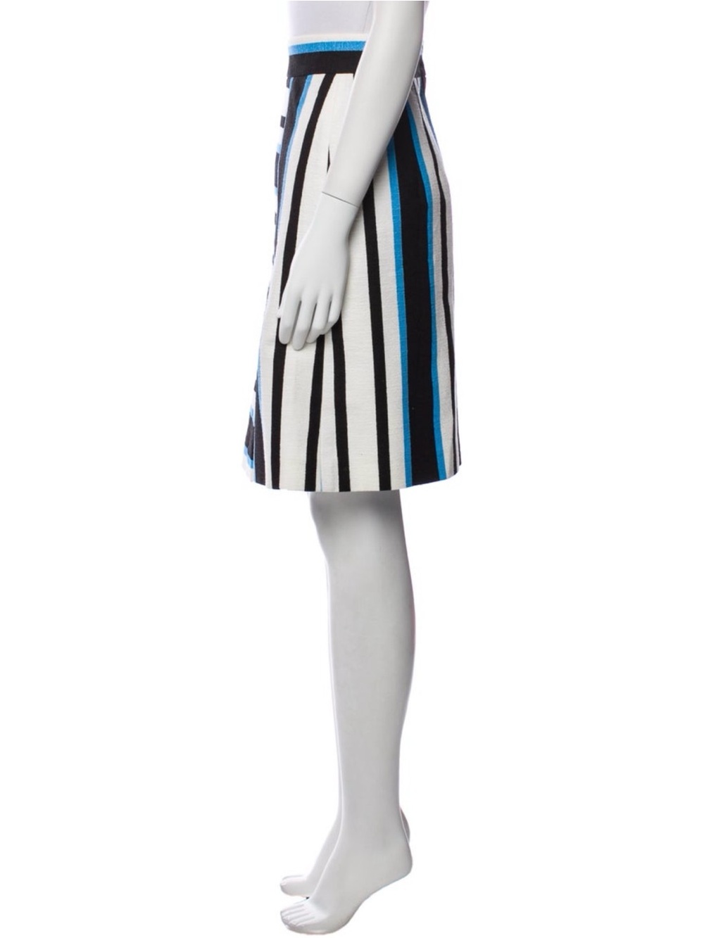 Dolce & Gabbana Striped A-Line Skirt in White, Black & Blue - Picture 2 of 3